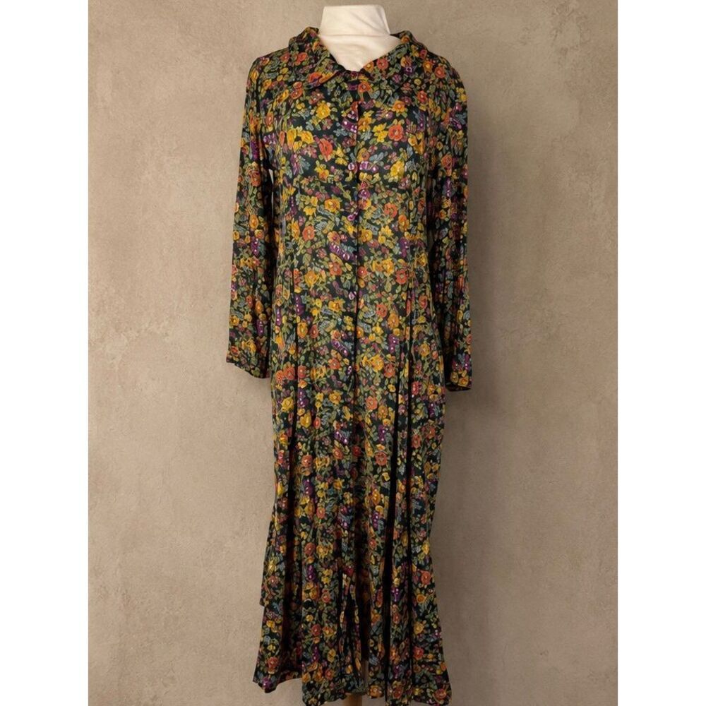 Topshop Sz 8 Floral Button Front Midi Dress Cottage Woodsy